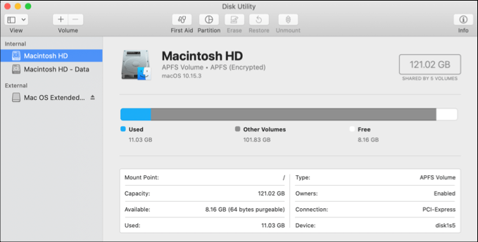 use disk utility mac for more storage
